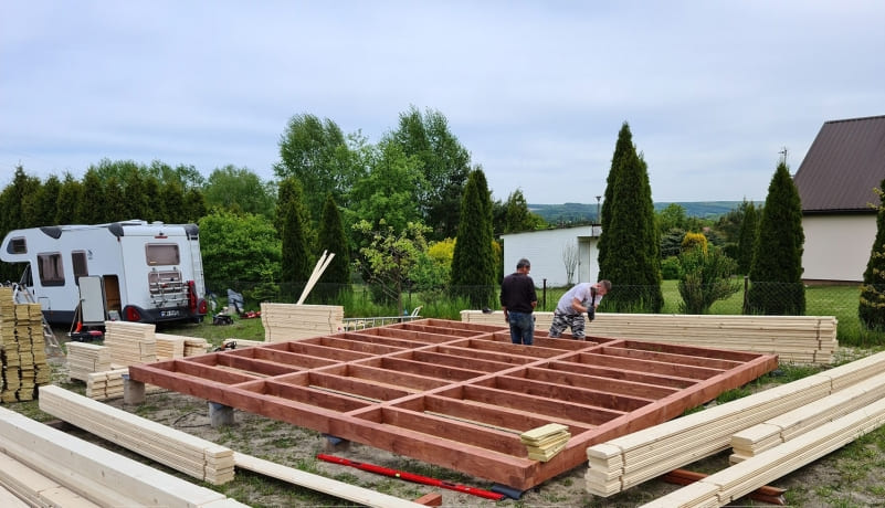 Punktfundament Montage Holzhaus