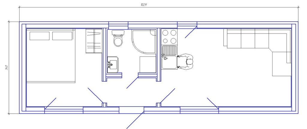 Modulhaus Wohnhaus PARIS 35m² plan