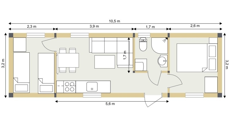 Mobiler Bungalow INGE-33 plan