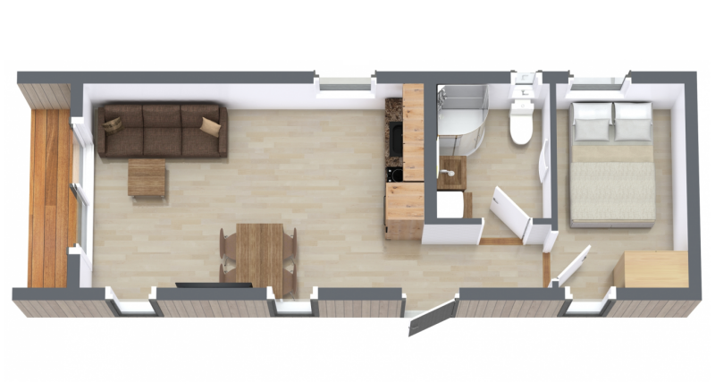 Mobilheim mit Terrasse PER-39,5 3d