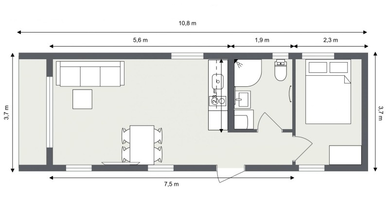 Mobilheim mit Terrasse PER-39,5 plan